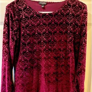 Dressy long sleeved nylon and velvet tee